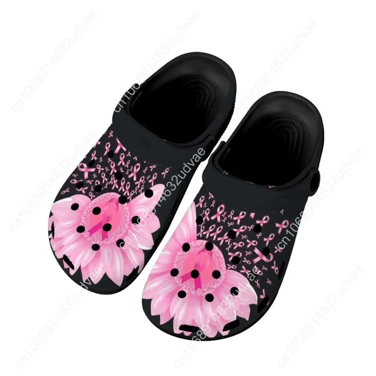 Sunflower Breast Cancer Women Hole Shoes Summer Non-slip Girl Beach Shoes Home Slippers Outdoor Personalized Sandals Female New