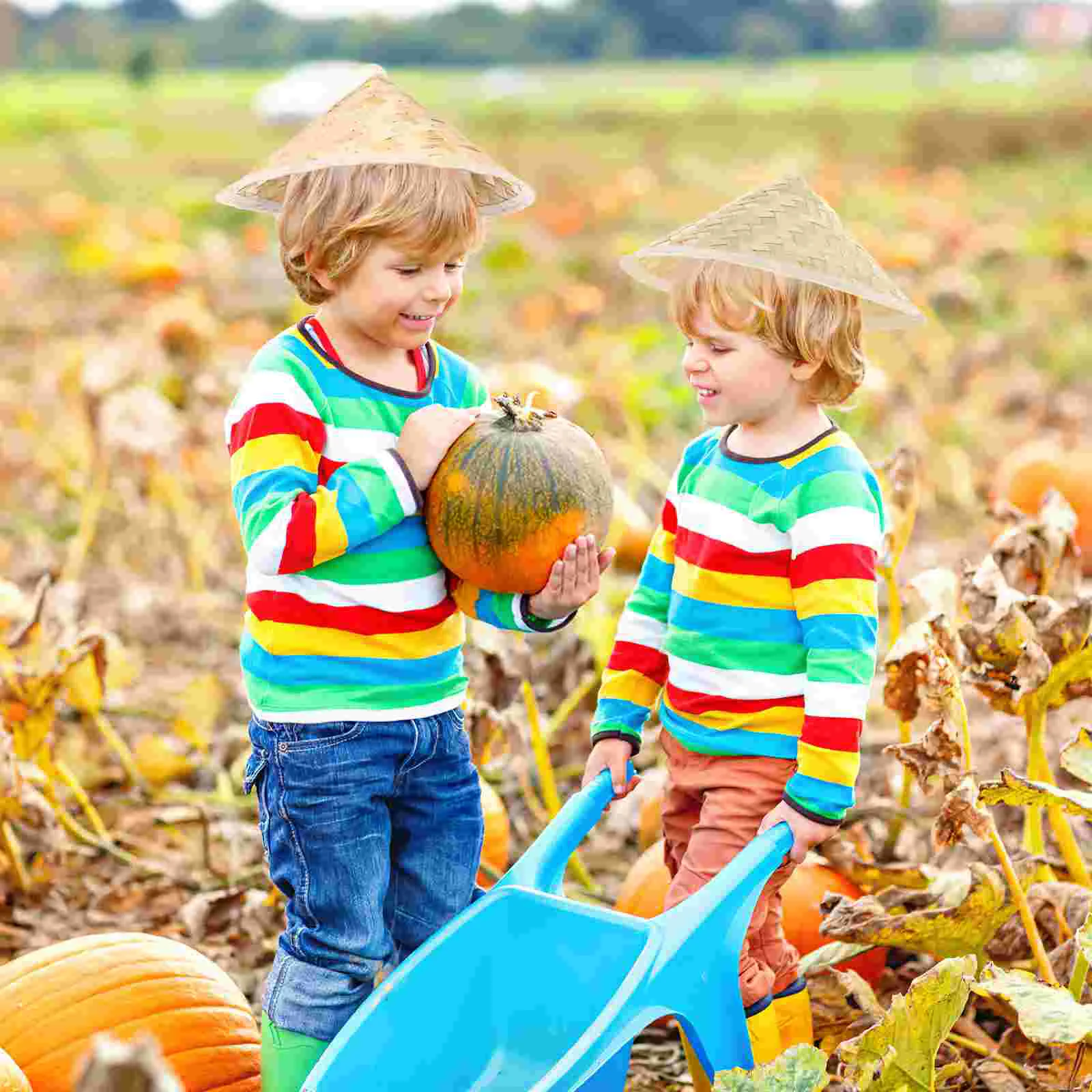 2pcs Bamboo Sun Hats Oriental Style Farmer Fishing Rice Hats for Kids Children Kid Hat Bamboo Hat Bamboo Split Hat