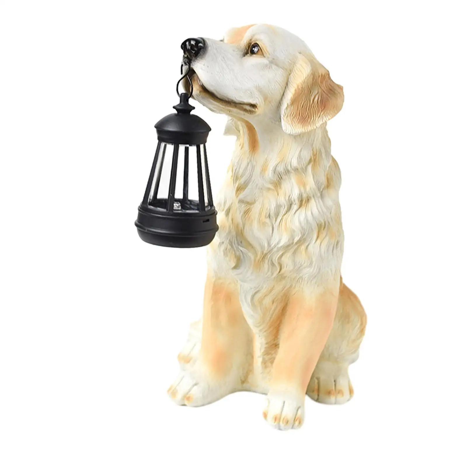 

Garden Dog Statue with Solar Light Stylish Lovely Resin Sculpture Animal Figurine for Outside Garden Housewarming Lawn Courtyard