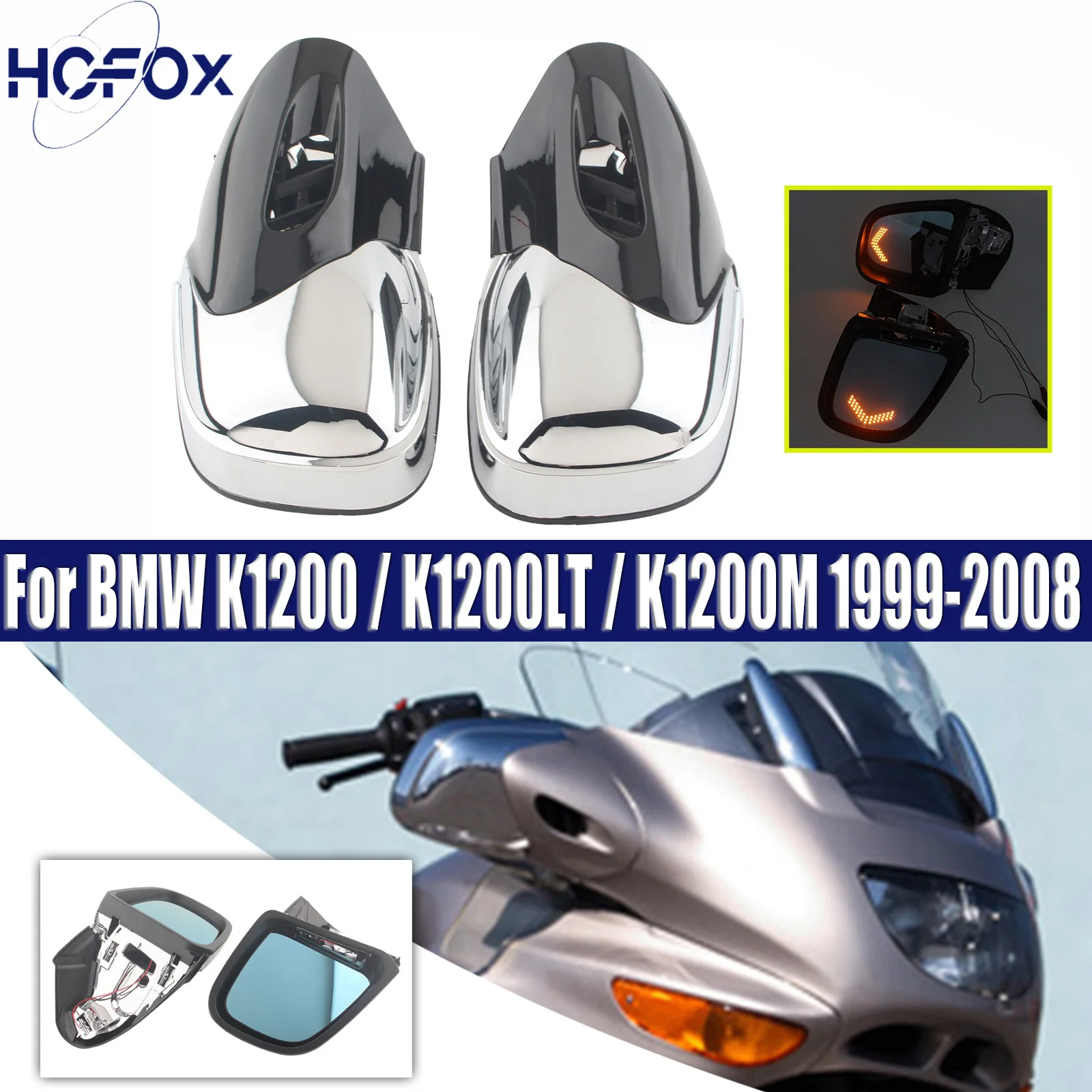 

Motorcycle Black Batwing Fairing Mount Mirrors For BMW K1200 / K1200LT / K1200M 1999-2008