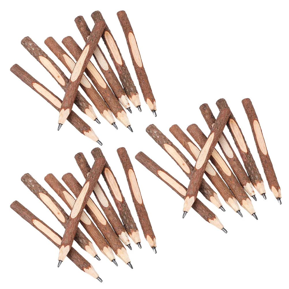 24Pcs Twig Pencils Rustic Natural Wood Tree Branch Writing Drawing School Supplies Party Camping Favors Unique Bark Texture