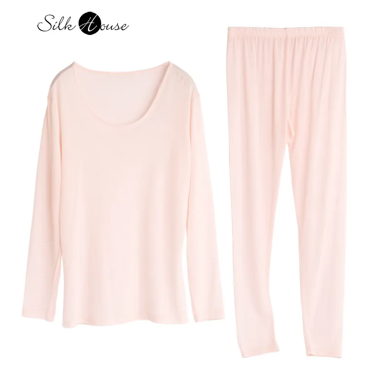 

2025 Women's Autumn/Winter New Natural Mulberry Silk and Cotton Warm Round Neck Bottom Autumn Clothes and Pants Underwear Set