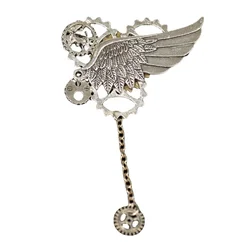 New Vintage Steampunk Brooch Wings Tassel Chain Lapel Pins and Brooches for Men Shirt Suit Badge Jewelry Accessoriesi-Remiel