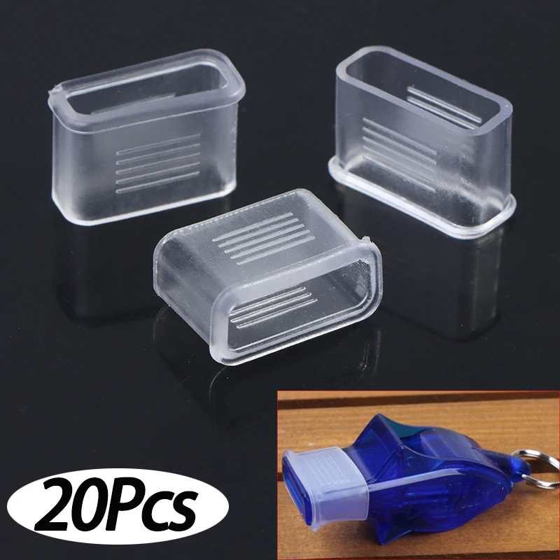 

20 шт., пластиковый чехол для свистка рефери из ПВХ, прозрачный свисток, мягкая ручка для рта, свисток футбольного рефери, защитные аксессуары