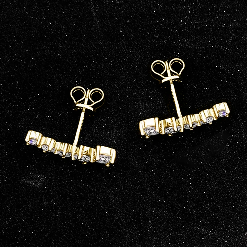 Rrjzz 5 Stone D-Color GRA Moissanite Climber Ohrstecker, hypoallergen, 14 Karat vergoldet, Ohrring-Anhänger, Geburtstagsgeschenk für Frauen – Detail 13