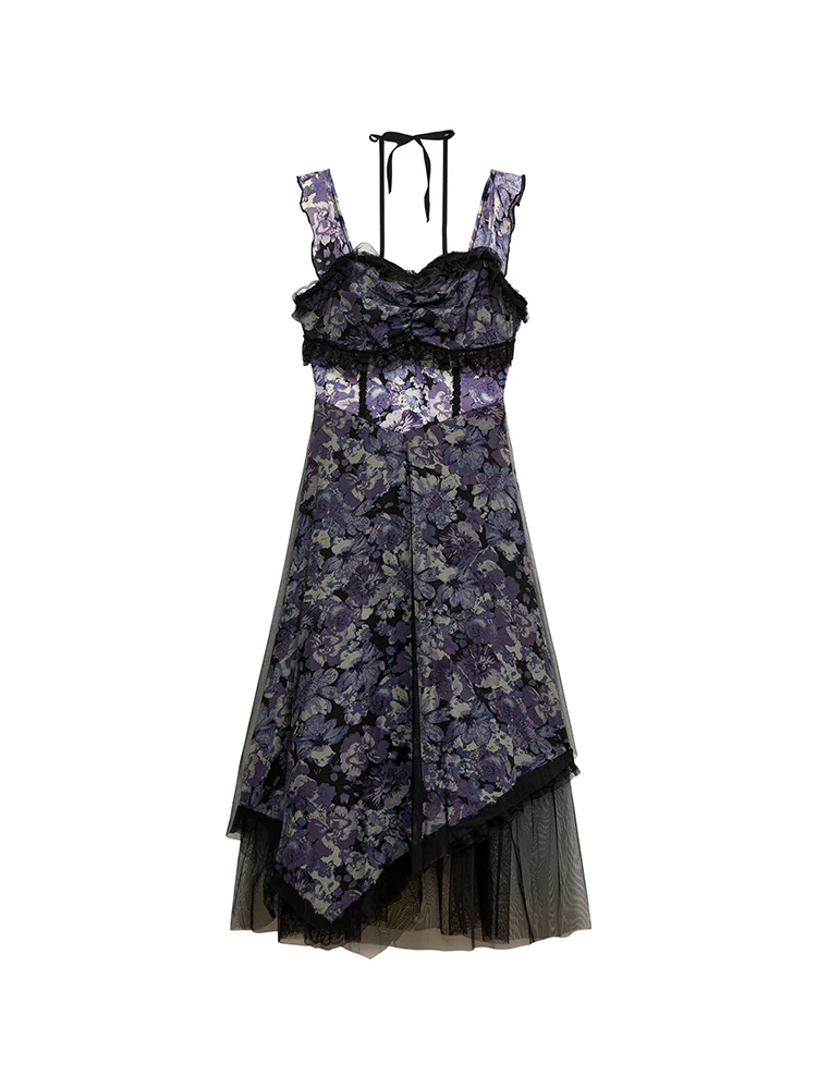 

Summer Dark Academia Gothic Evening Prom Gown Dress 2000s Aesthetic Party Women Lace Floral Frocks One-Piece Gyaru Y2k Vintage