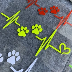 Heartbeat Dog Paw Reflective Motorcycle Stickers Decor Scooter Moto Body Helmet Decal Accessories for Piaggio Vespa Sprint