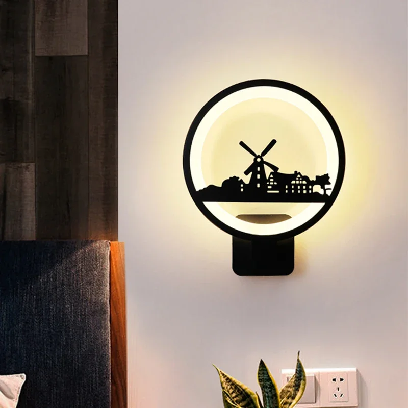 

Creative Bedside Wall Lights, Hallway LED Acrylic Wrought Iron Wall Lights, Living Room Bedroom Study Lighting Fixtures