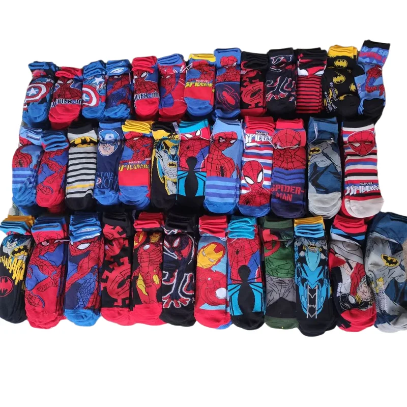 Socks Four Season Cute Cartoon Children\'S Socks Marvel Series Spider Man Batman Mickey Cotton Socks For Boys And Girls Wholesale