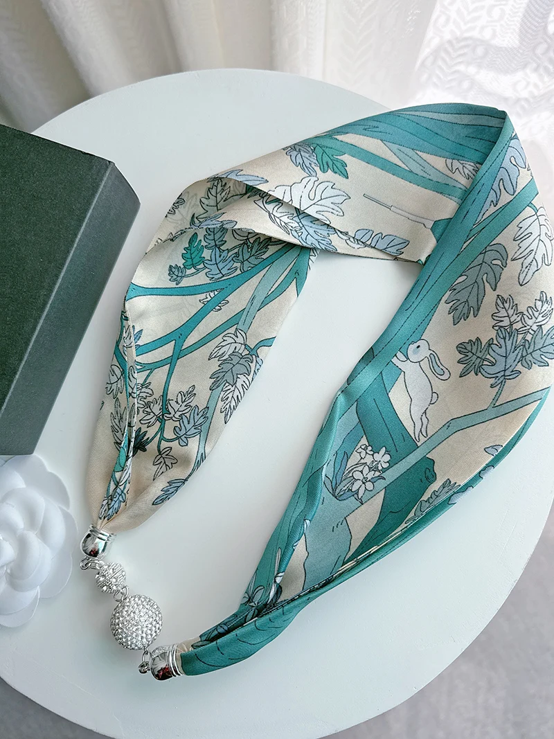 

Магнитная шелковая пряжка для шарфа для женщин, ожерелье, кулон, шейный платок, цепочка, магнитная пряжка, жемчуг, бусина, универсальное ожерелье, шарфы