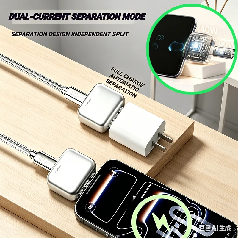 

140W Ultra-Fast Phone Charger Adapter with Auto Power Cutoff Smart Full-Charge Eject Function Compatible with All Smartphones