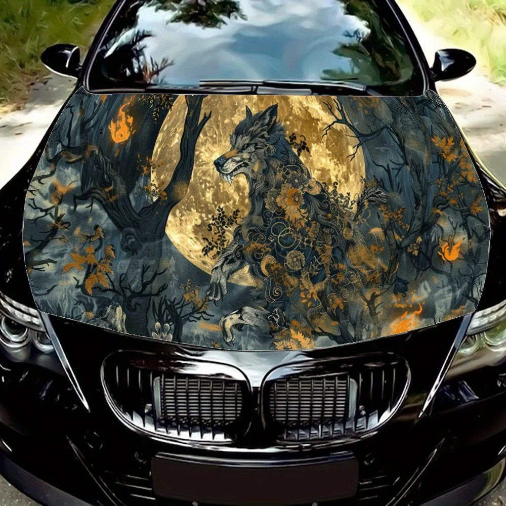Adesivos para capô de carro com estampa de lobo antigo-grovia – decalques de vinil autoadesivos à prova d'água, acessórios exclusivos para entusiastas, carro