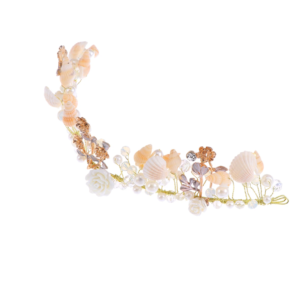 

Pearl Headband Elegant Shining Shell Flower Design Crown Wedding Bridal Accessories Women Bridesmaid Party Prom