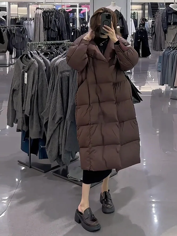 2024 invierno nuevo Faionable versátil Thiened Floing cuello grande blanco Du abajo Jaet mujer moda viaje Sle