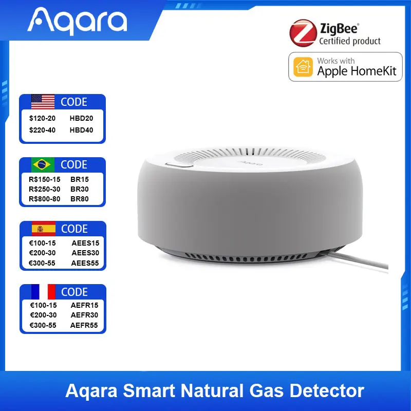 

Aqara Smart Natural Gas Detector Zigbee Remote Control Smart home Kitchen Fire Intelligent Sensor Alarm Work with Homekit