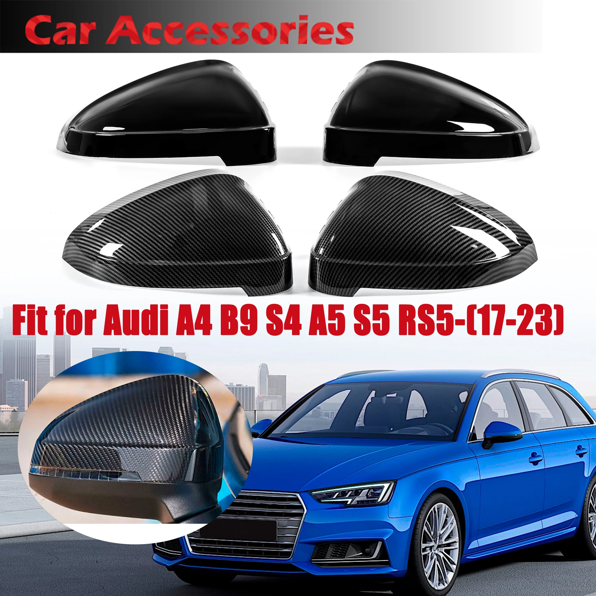 

Rearview Wing Mirror Caps Mirror Cover Fit For Audi A4 A5 B9 2017 2018 2019 2020 2021 2022 2023 S4 RS4 S5 RS5 Allroad Quattro