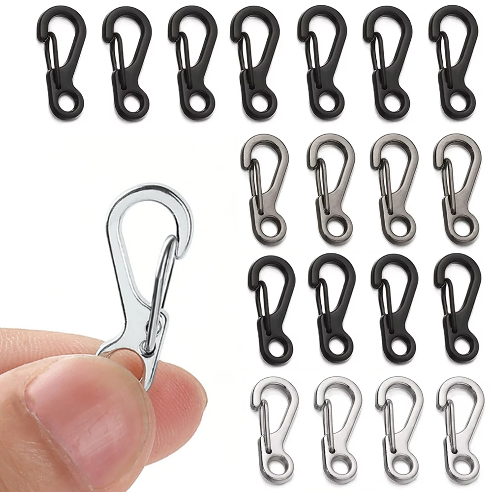 4/10Pcs Carabiner D-Ring Key Chain Spring Clips Mini Aluminium Alloy Hang Buckle Survival EDC Gear Outdoor Camping Keyring Tool