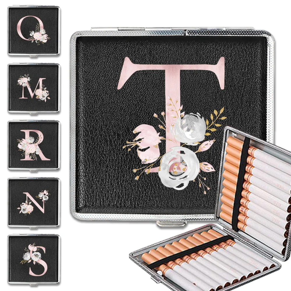 

Cigarette Case Smoke Box Pocket Organizer Tobacco Storage Holder Portable Pink Flower Letter Pattern Travel Smoking Accessories