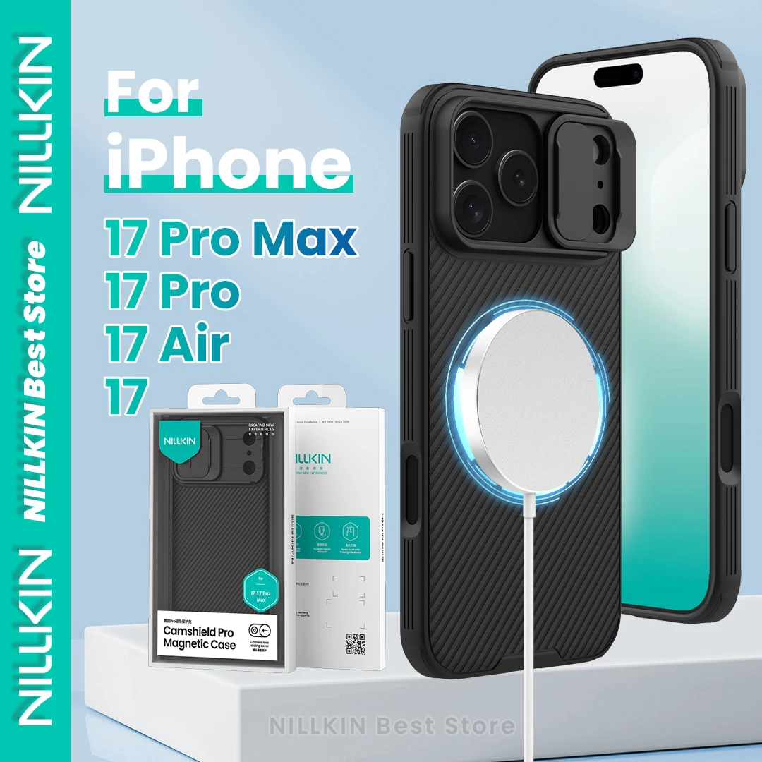

Чехол Nillkin для Iphone 17 Pro Max 17 Air 17 Pro Magsafe с раздвижной крышкой для камеры ПК + ТПУ, противоударный защитный жесткий чехол
