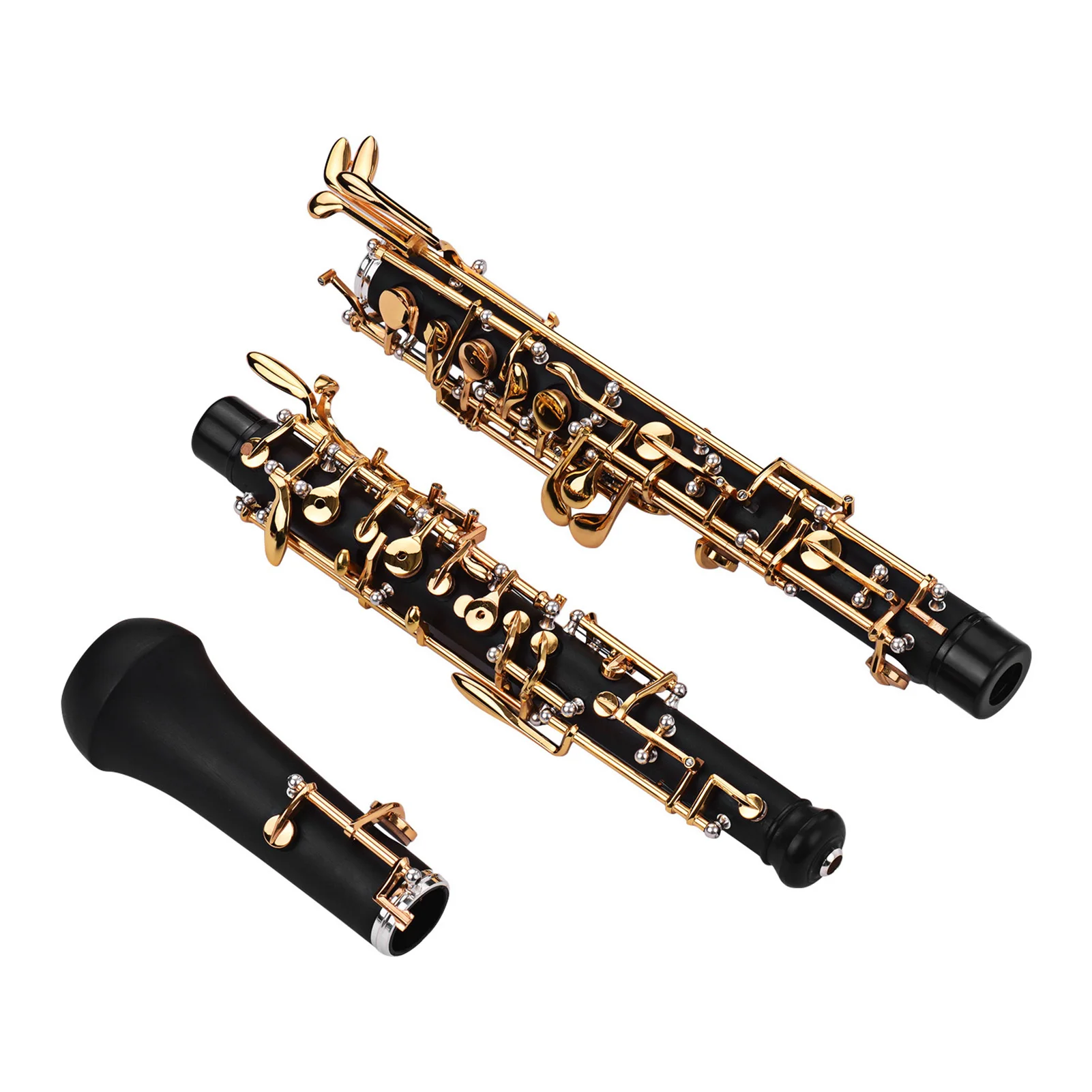 Professional Oboe C Key Semi-automatic Style Gold Plated Keys Woodwind Instrument with Oboe Reed Gloves Leather Case Bag