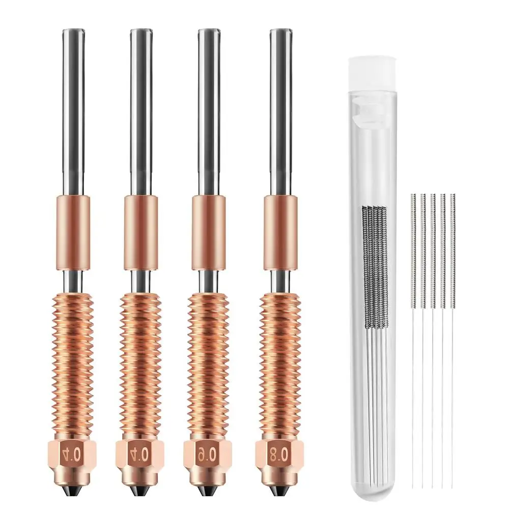 طقم فوهة طابعة ثلاثية الأبعاد أندر 3 V3 Plus 0.4/0.6/0.8 مللي متر فوهات سبائك التيتانيوم عالية الجودة وإبر التنظيف تركيب سريع