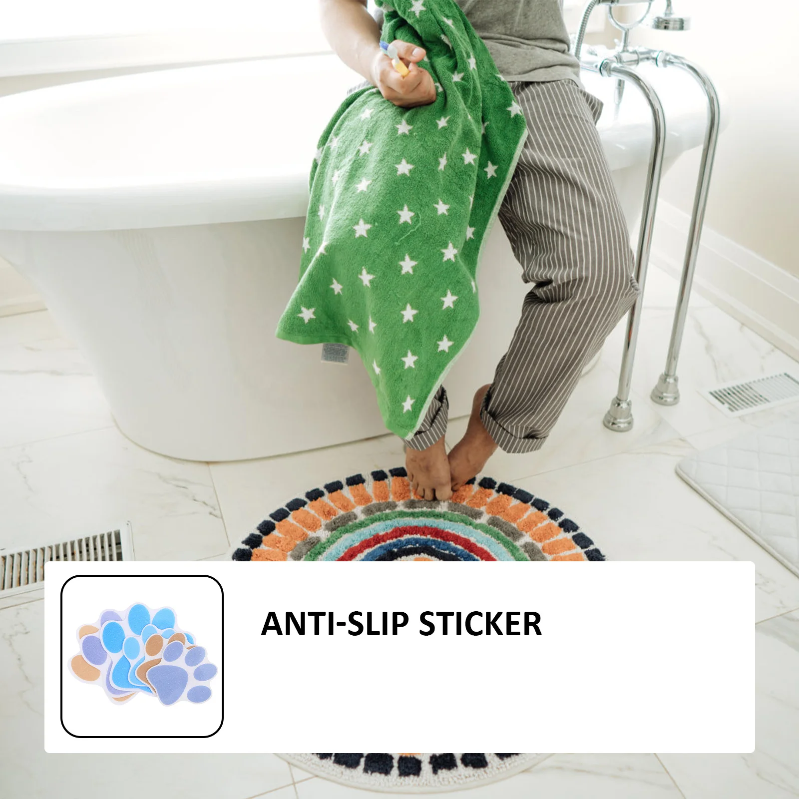

6Pcs Anti-Slip Dog Footprint Stickers Waterproof Cartoon Bathroom Shower Bathtub Decals Bath Decor Stairs Wall Pads