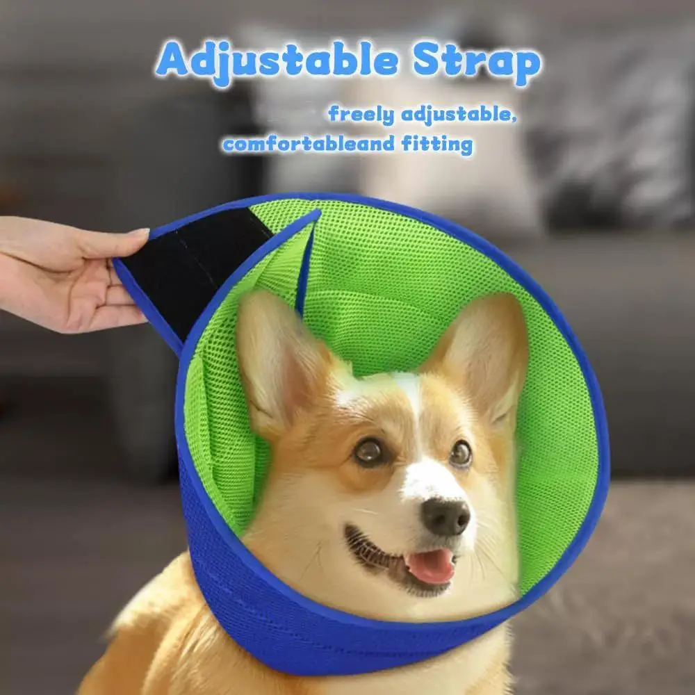 Adjustable Soft Dog Cone Collar Lick-Proof Breathable Cat Dog Protective Collar Comfy Washable Pet Recovery Collar After Surgery