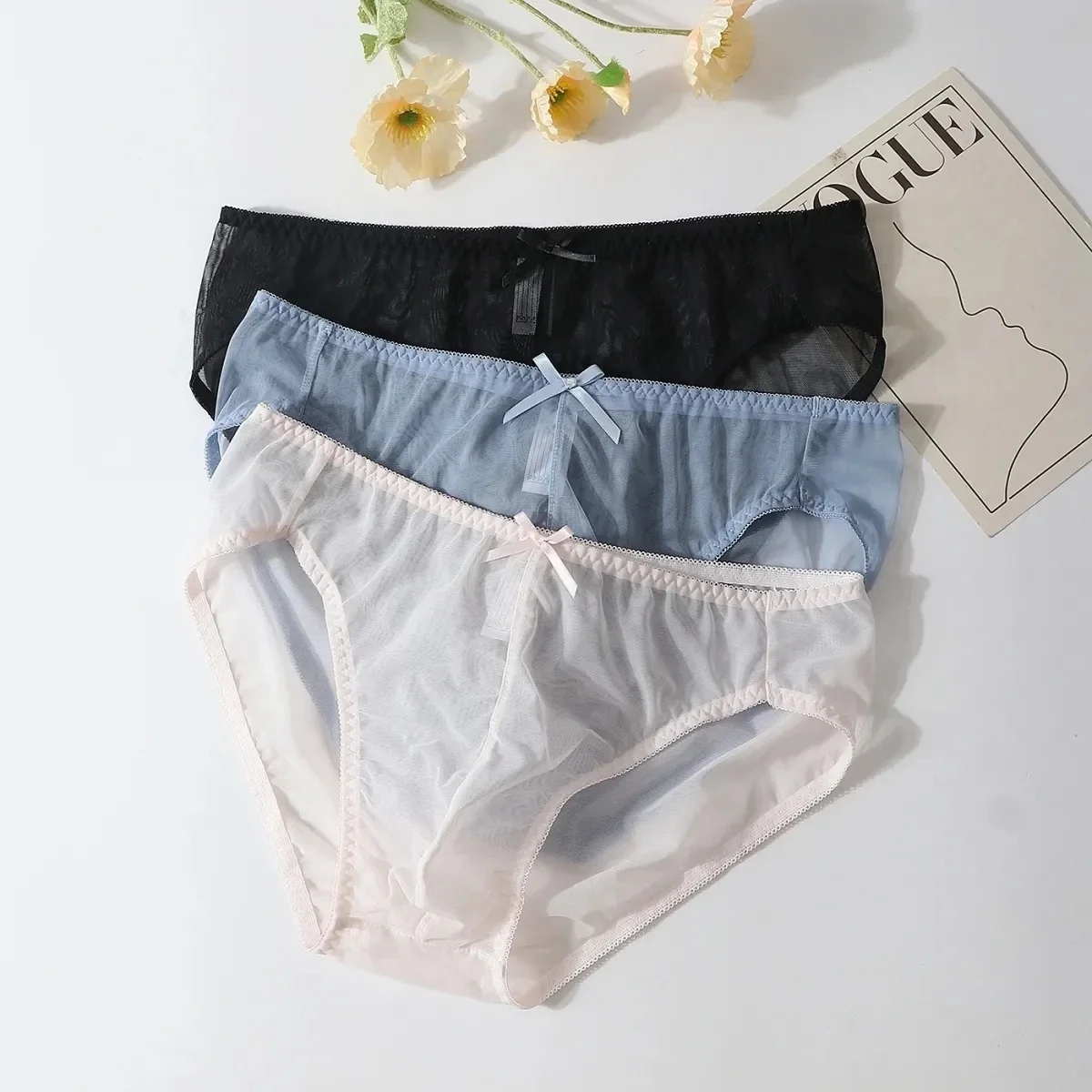 Man's Summer Thin Bowtie Pants&briefs Live Show Dance