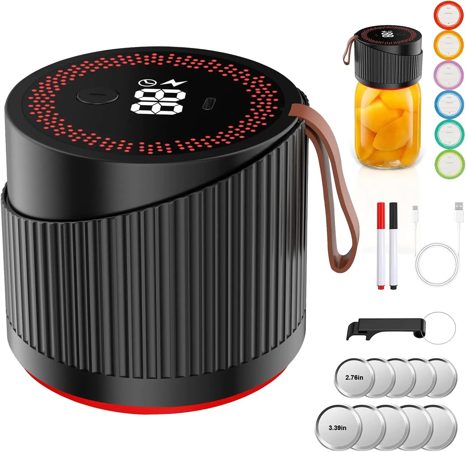 

Комплект вакуумного упаковщика для банок Mason, электрический пищевой экономщик 2-в-1 с широкими и обычными крышками