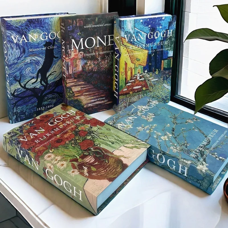 Van Gogh Monet Luxury Fake Book Storage Box Abstract Decorative Books Coffee Table Living Room Interior Home Decoration Ornament