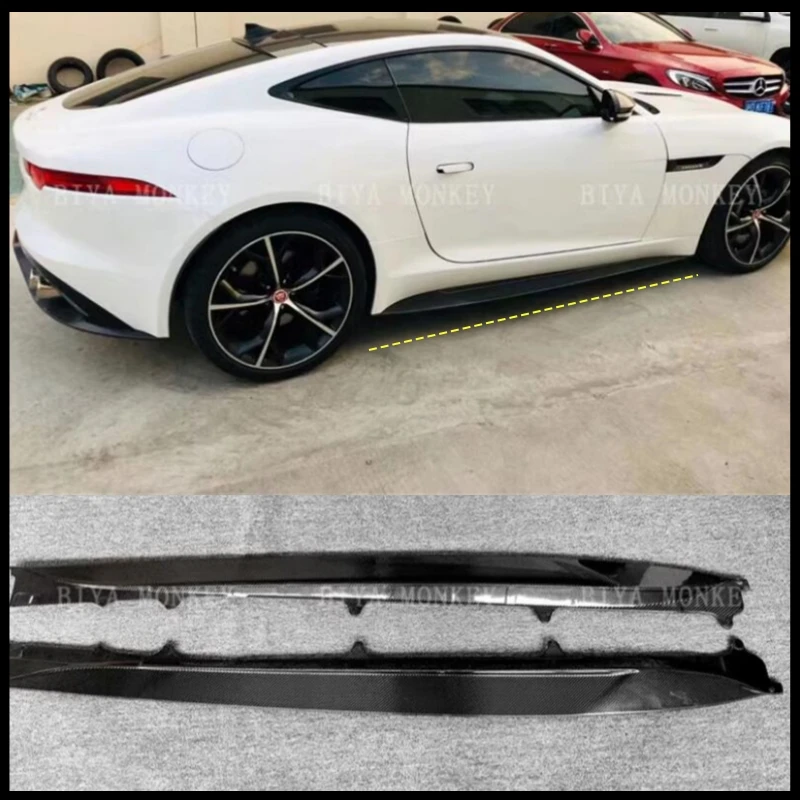 For Jaguar F TYPE 2013-2022 Real Carbon Fiber Body Side Skirt Kit Lip Spoiler P7 Refit Splitter