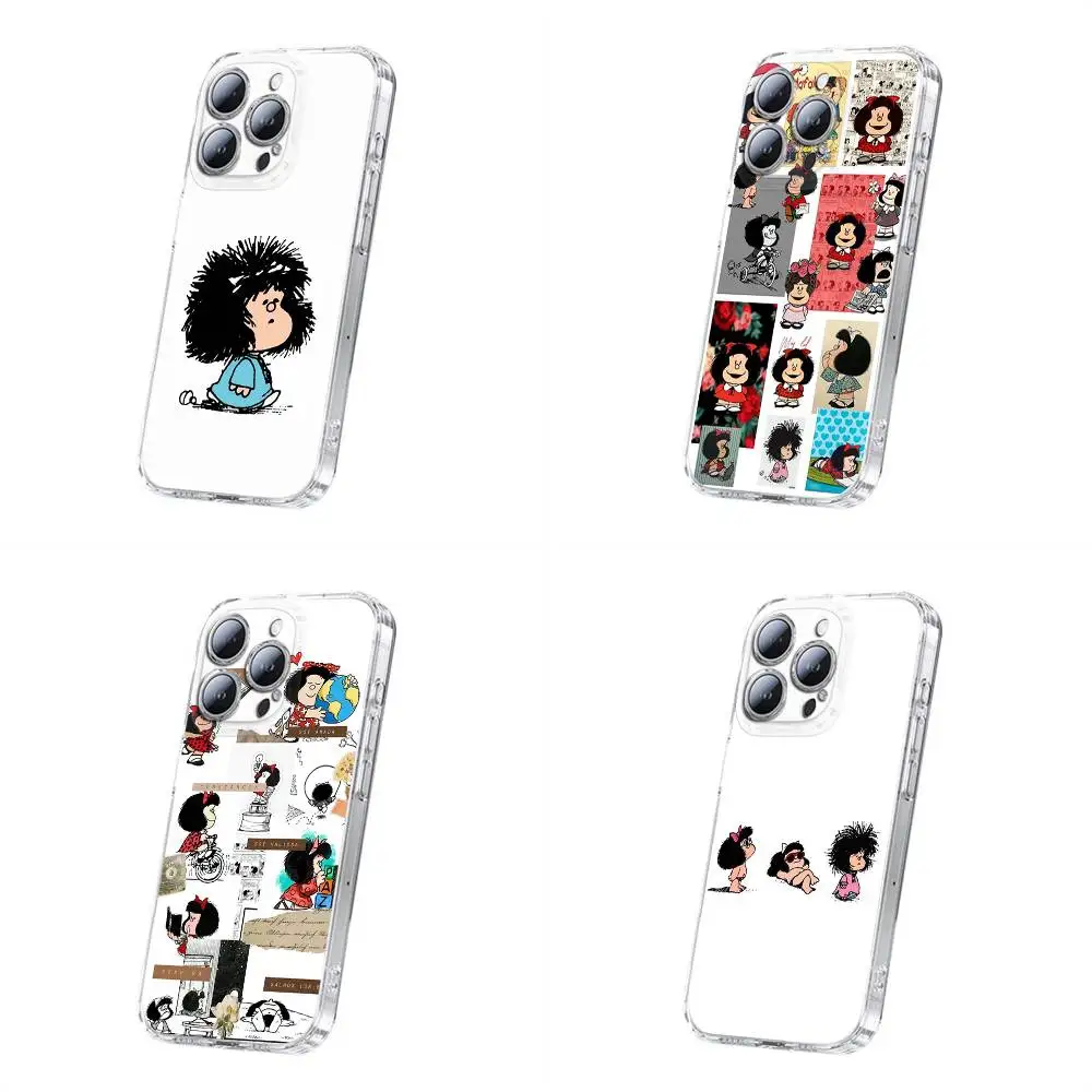 

Cartoon M-Mafalda Girl Cute Phone Case For iPhone 17,16,15,14,13,12,11 Plus,Pro,Max,Plus,E,SE4,Mini Transparent Cover
