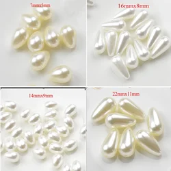 FLTMRH 5mmx7mm 10mmx6mm 12mmx6mm  ABS Tear Drop Beads   White/Ivory Imitation Pearl Beads For DIY Jewelry Making Indian Beads