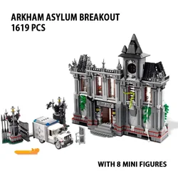 1619 PCS Arkham Asylum Breakout Building Blocks Bricks Toy Compatible 10937 07044 7124 Education Birthday Christmas Gift