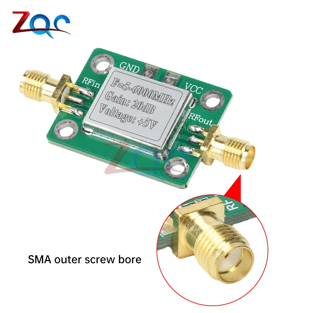 

5-6000MHz RF Amplifier Module Gain 20dB Broadband RF Wideband Amplifier Medium Power Amplifier LNA Board with Shielding Shell