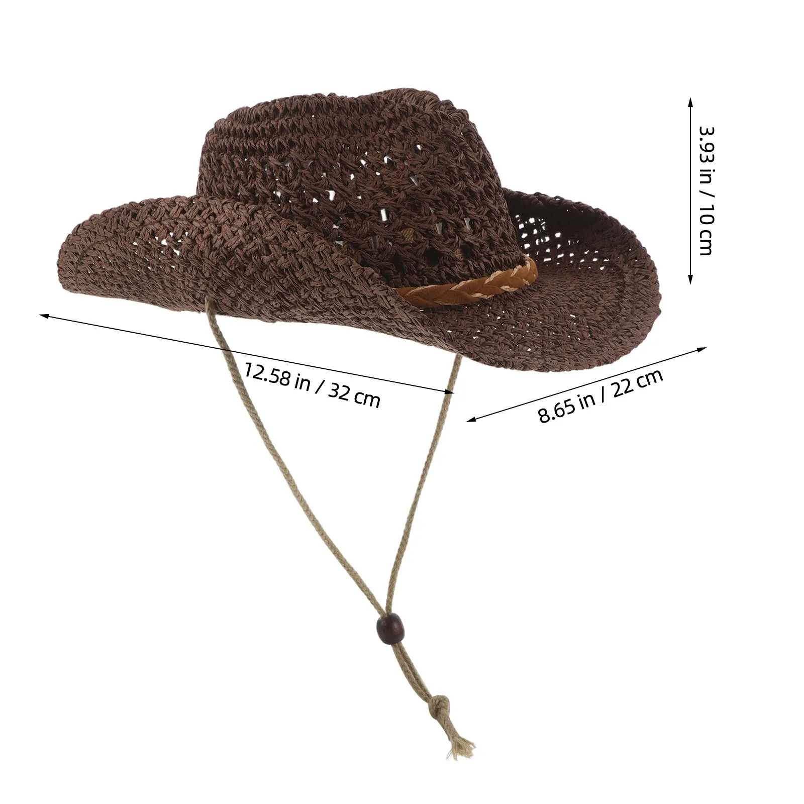 Kids Straw Cowboy Hat Wide Brim Sun Protection Beach Travel Hiking Camping Outdoor Chin Strap Cowgirl Boy Girl Summer Hat