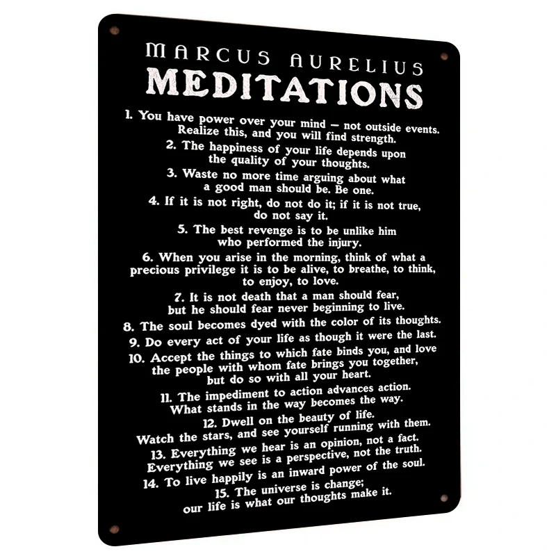 Marcus Aurelius Meditations Inspirational Quotes Metal Wall Art for Home Office Decor Philosophy Poster