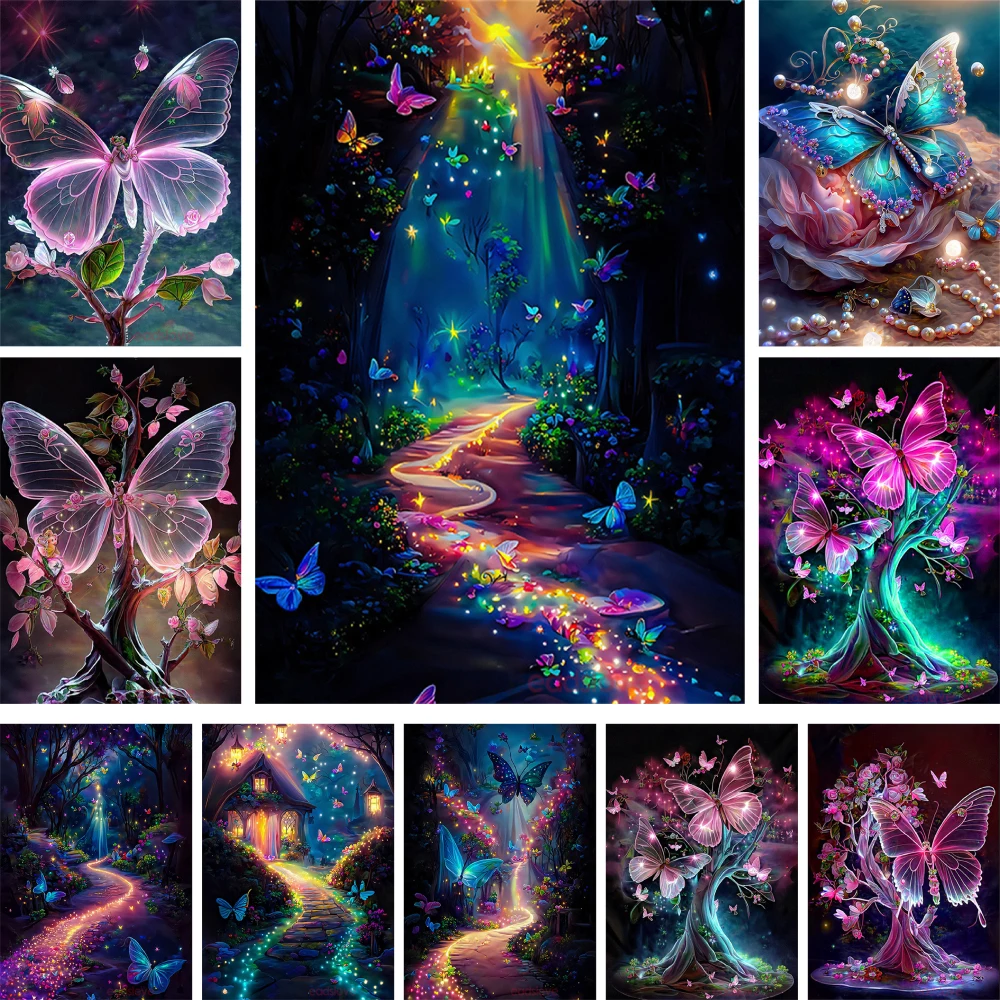 Fantasy Landscape Butterfly Cross-Stitch Complete Kit Embroidery Knitting Handiwork Craft Handicraft Stamped Counted Home Decor