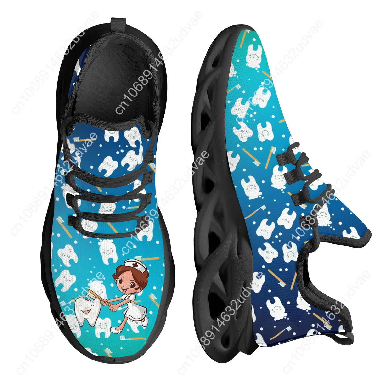 Women Casual Shoes Cute Teeth and Nurse Cartoon Lightweight Mesh Swing Sneakers for Ladies Tennis Sneakers Zapatilla
