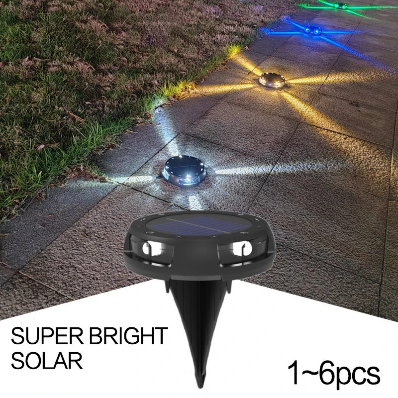 

6LED Solar Power Disk Light Super Bright Outdoor Garden Solar Underground Light IP65 Waterproof Lamp for Pathway Yard Lawn Decor