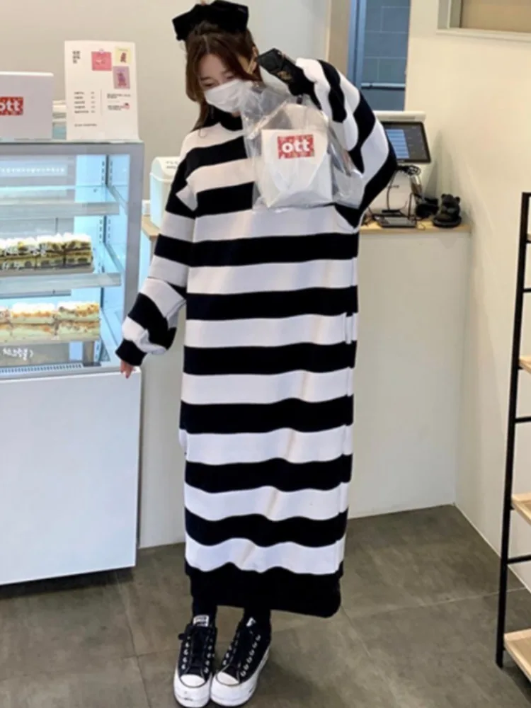 Gonna da donna a righe foderata in Fce vestibilità ampia Dr Gonna lunga comoda casual Sle Inverno Nuovo arrivo Colore Blo Design