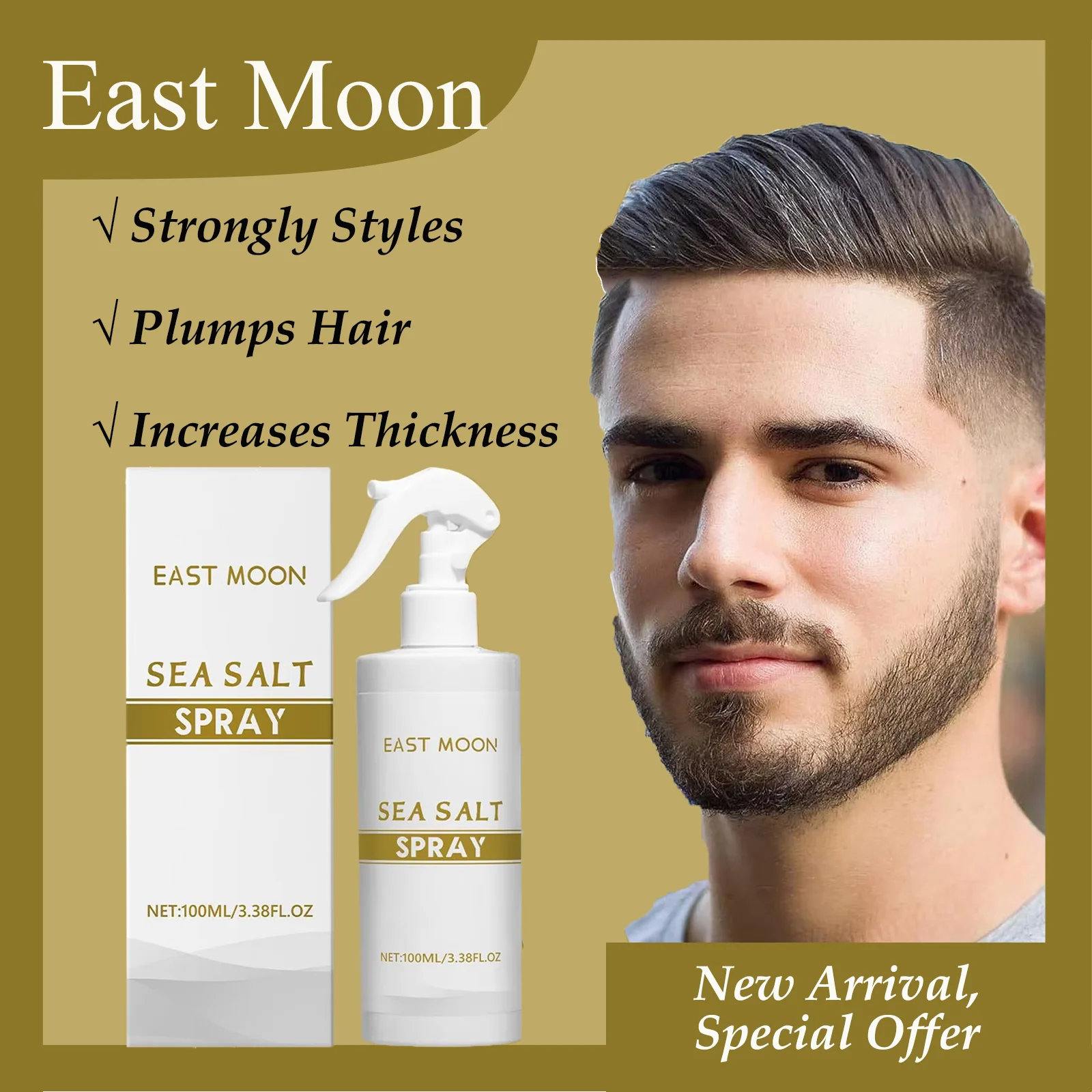 

East Moon 100ml Hair Styling Spray Men Sea Salt Plumps Hair Effectively Increases Hair Thickness Fashion Hair Shaping Spray