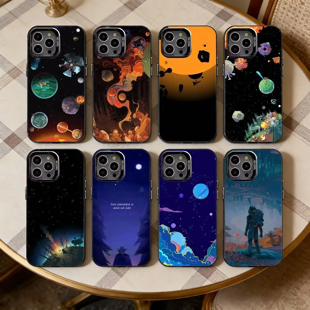 

O-Outer Wilds Game Phone Case For iPhone17,16,15,14,13,12,11 Plus,Pro Max Black Candy silver phone case