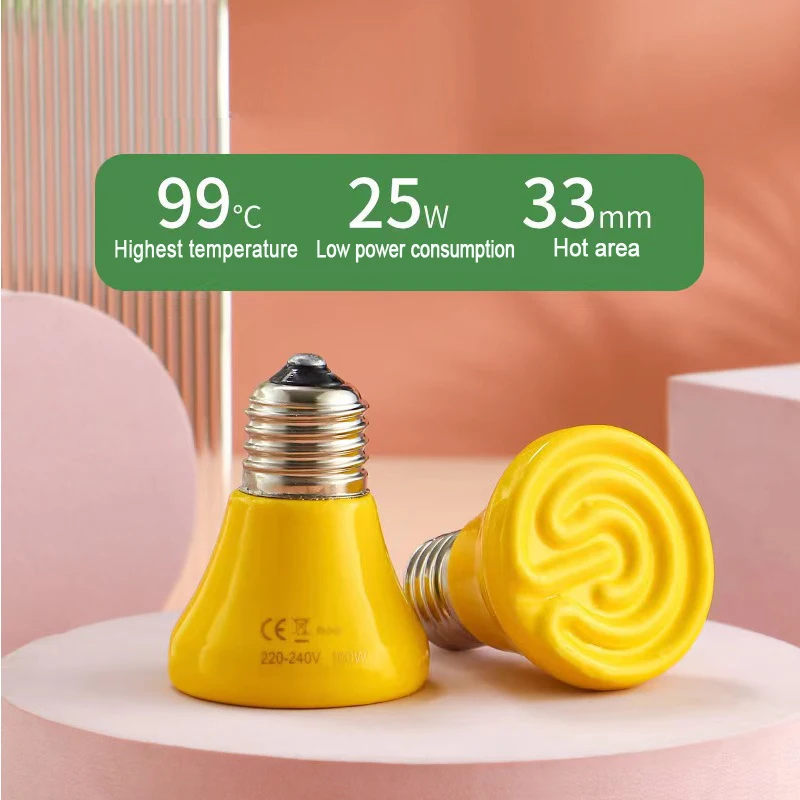 220V E27 Pet Warmer Bulb Brooder Far Infrared Heating Lamp yellow Black Ceramic Chickens Tortoise Lizard Reptile Light