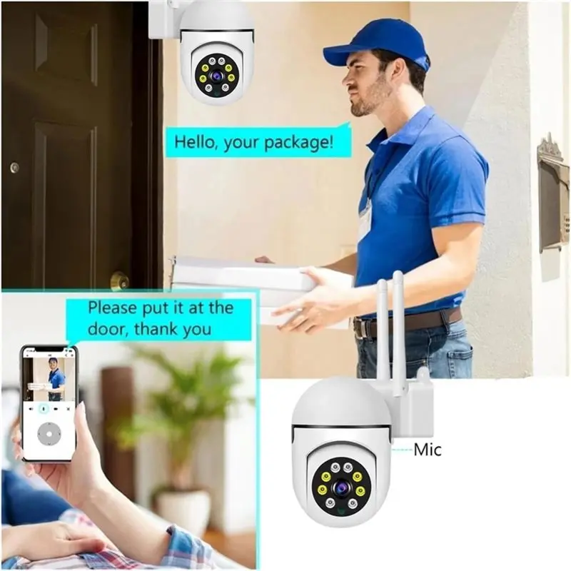 M01K Two-Way Intercom 2MP Wifi Camera 1080P IP65 Wireless PTZ Surveillance Camera Infrared Night Vision 3PCS Security CCTV