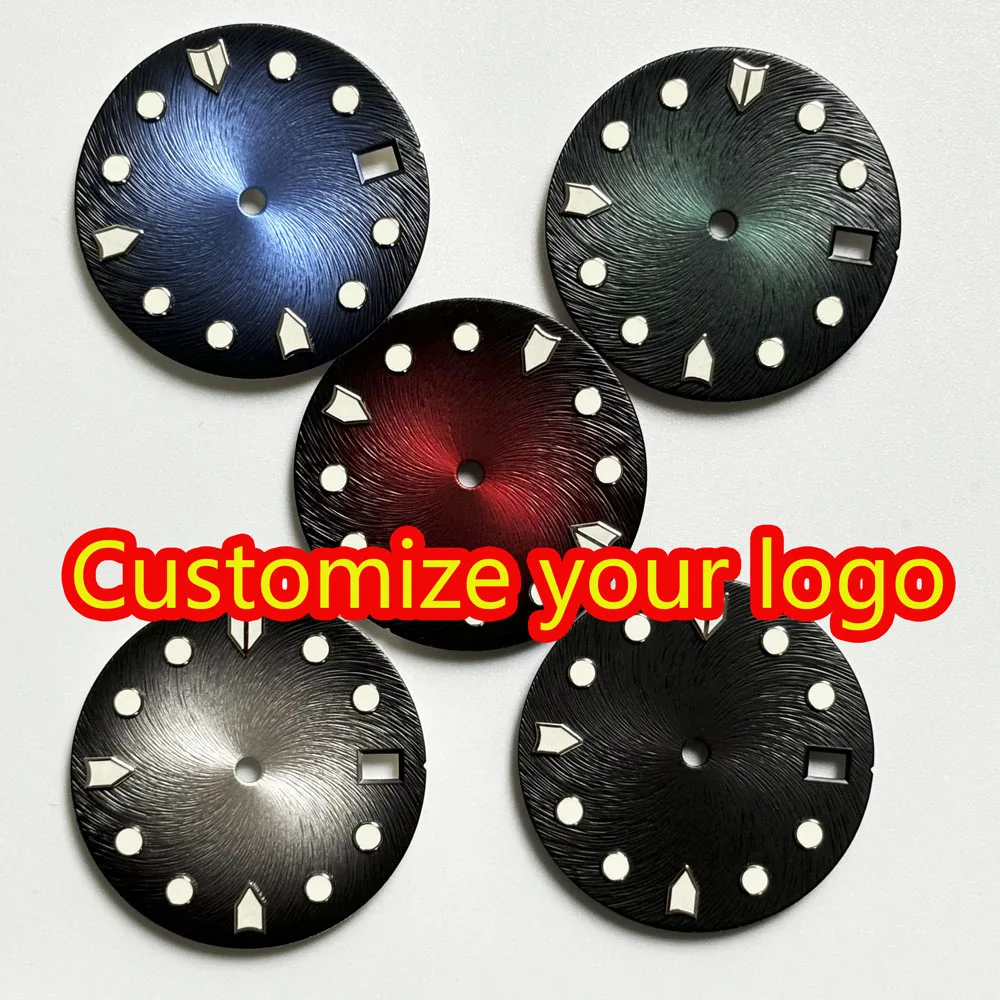 Gradient Sterile Dial 28.5mm Custom Logo Pattern Green Luminous Dial Watch Movement Dial Custom Exquisite Pattern DIY