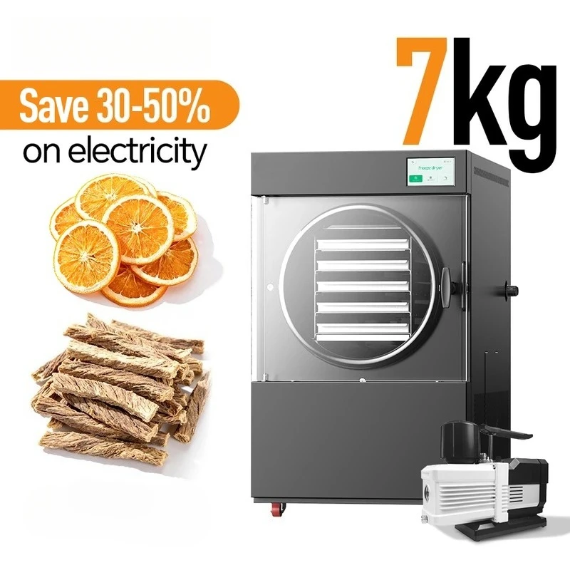 7Kg Commercial Vacuum Freeze Dryer Machine Low Temp Lyophilizer for Fruit Food Vegetable Household Commercial Drying Machine