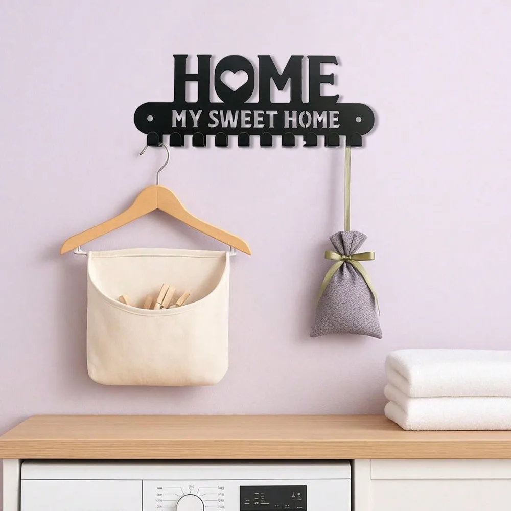 1 Buah Gantungan Kunci Dekoratif Halloween & Natal, Pengatur Kait Kunci Terpasang Di Dinding, Rak Kunci Logam Hitam Bergaya untuk Rumah