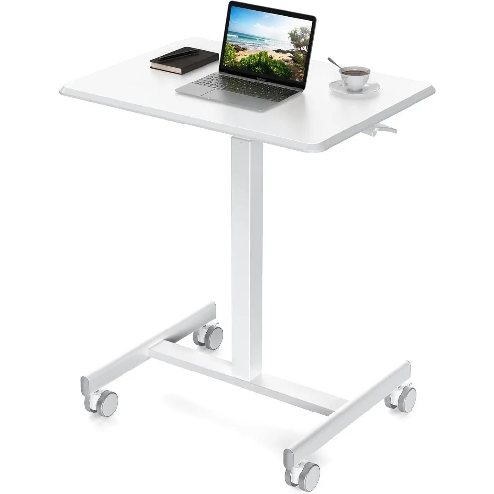 

Small Mobile Rolling Standing Desk - Overbed Table, Teacher Podium with Wheels, Adjustable Work Table, Rolling Desk Laptop