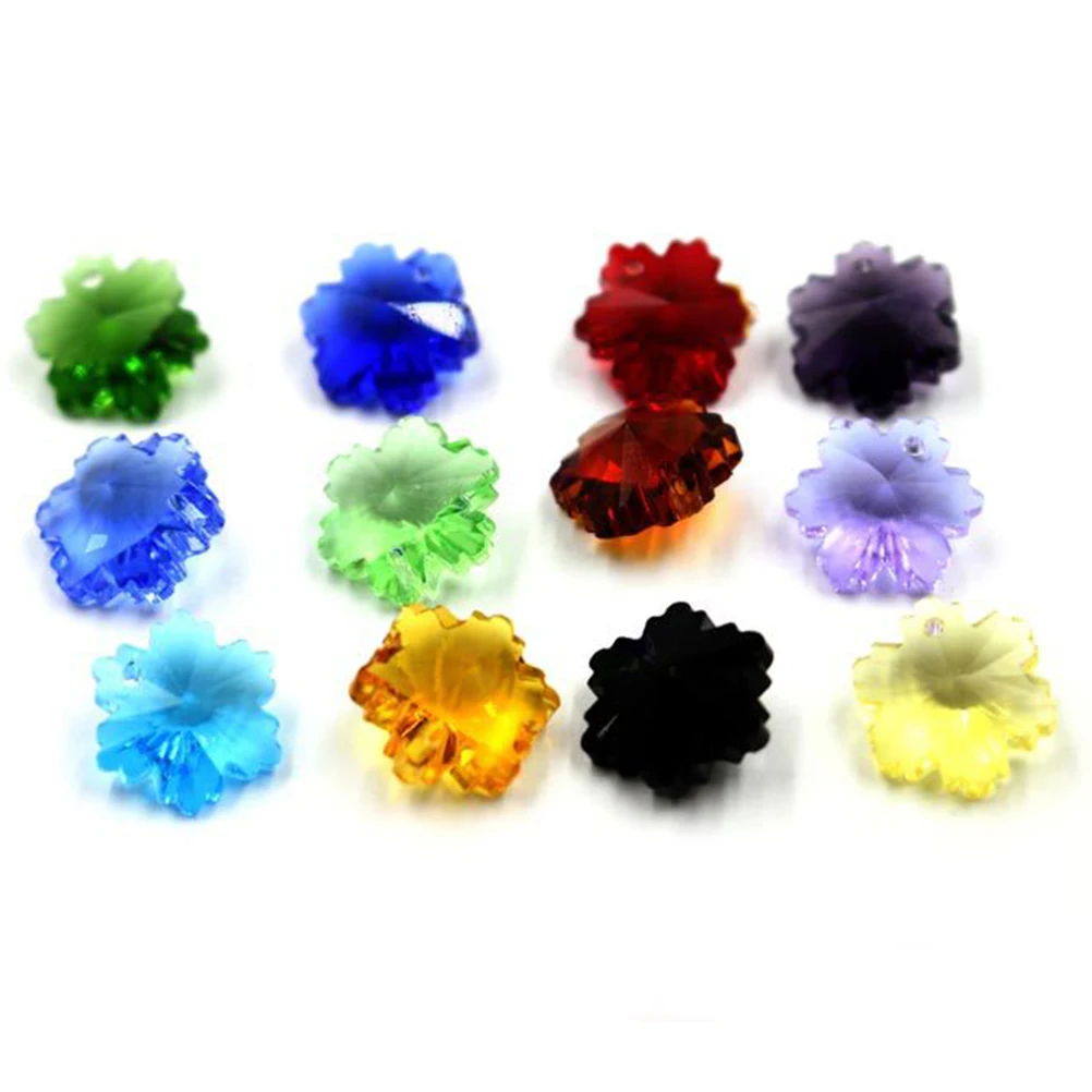 

20 Pcs Crystal Glass Snowflake Charms Colorful Beads for DIY Jewelry Making Bracelet Necklace Findings Christmas Decor